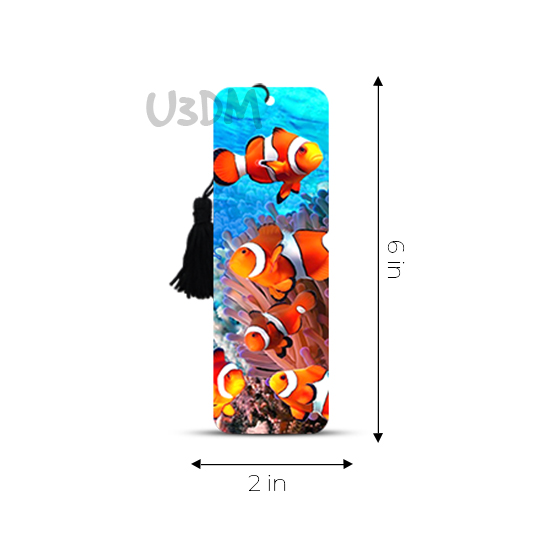 Ultra Clownfish Dolphin 3D Lenticular Quotes Tassel Bookmarks Set of 2