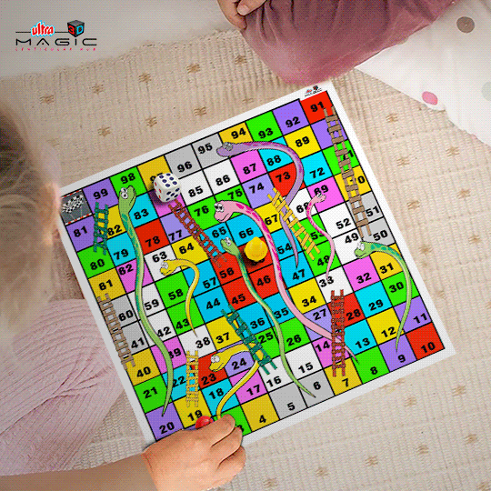 Ultra Family Kids 3D Lenticular Snakes and Ladders Ludo 2 in 1 Travel Board Game
