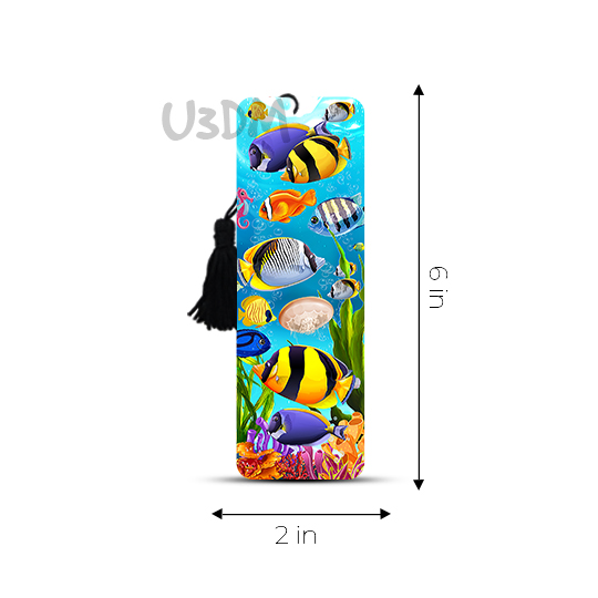 Ultra Coral Reef Fish 3D Lenticular Inspirational Quotes Gift Tassel Bookmark