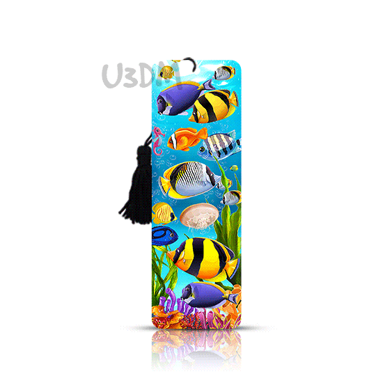 Ultra Coral Reef Fish 3D Lenticular Inspirational Quotes Gift Tassel Bookmark