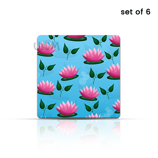Ultra Lotus 3D Lenticular Table Coffee Tea Drink Cup Coaster Mat Gift Set of 6
