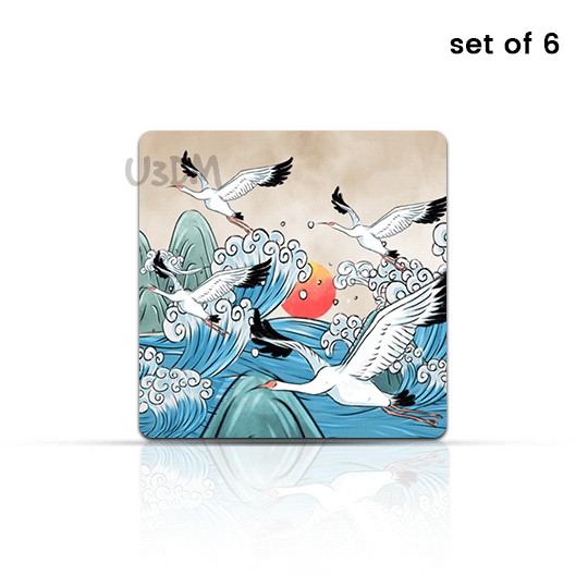 Ultra Swan 3D Lenticular Table Coffee Tea Drink Cup Coaster Mat Gift Set of 6 with Stand