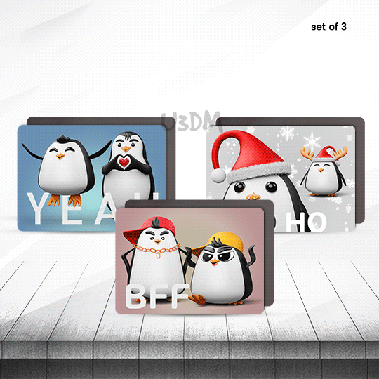 Ultra Penguin Theme 3D Lenticular Funny Fridge Magnets Set of 3