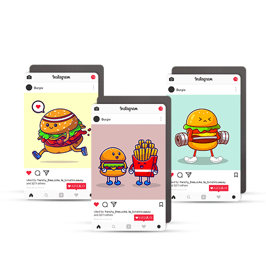 Ultra Fast Food Instagram Post Theme 3D Lenticular Funny Fridge Magnets Set of 3