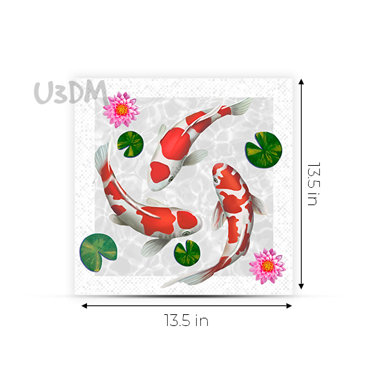 Ultra Japanese Koi Fish Printed 5D Effect Wall Art Poster Picture Photo
