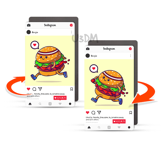 Ultra Running Burger Food Instagram Post 3D Lenticular Funny Fridge Magnet