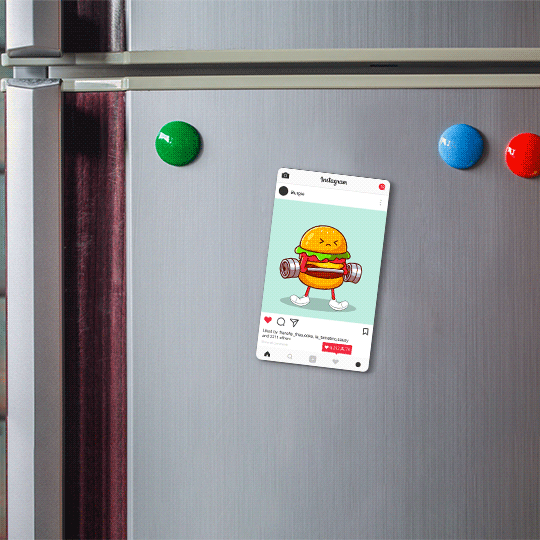 Ultra Gym Burger Food Instagram Post 3D Lenticular Funny Fridge Magnet
