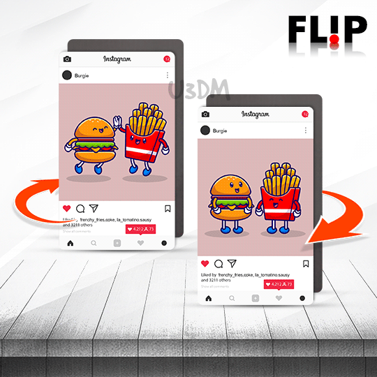 Ultra Burger Fries Chat Food Instagram Post 3D Lenticular Funny Fridge Magnet