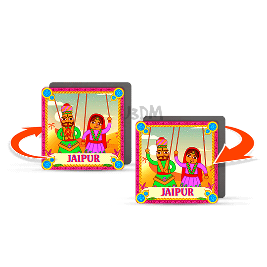 Ultra Jaipur Puppets 3D Flip Effect Souvenir Gift Fridge Magnet