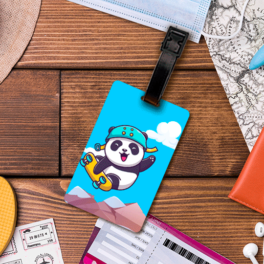 Ultra Travel Panda 3D Lenticular School Luggage Bag Label ID Tags Set of 2