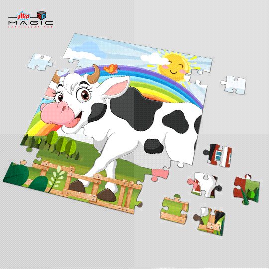 Ultra Cow Animal 3D Kids Educational Lenticular 24 Pieces Jigsaw Puzzle - Age 5 Years Old Above
