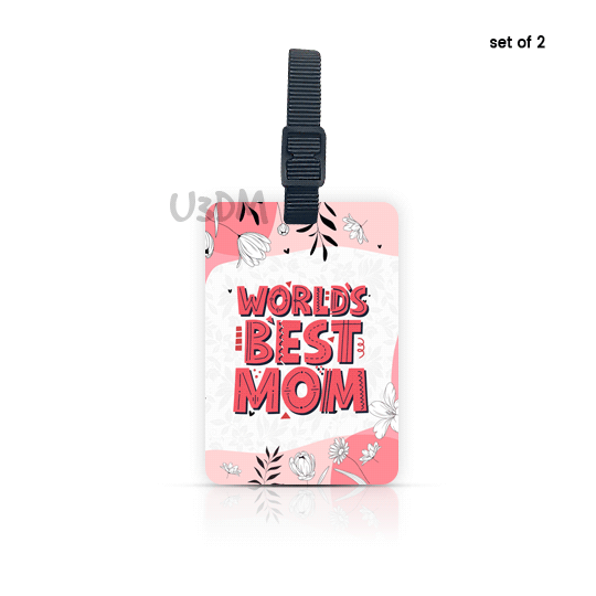 Ultra Best Mom Quote 3D Lenticular Purse Handbag Label Luggage Bag ID Tags - Set of 2 - Pink