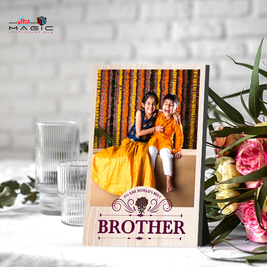Ultra Worlds Best Brother Gift Customized 3D Lenticular Flip Effect Photo with Stand