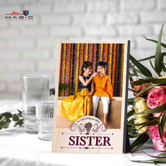 Ultra Worlds Best Sister Gift Customized 3D Lenticular Flip Effect Photo with Stand