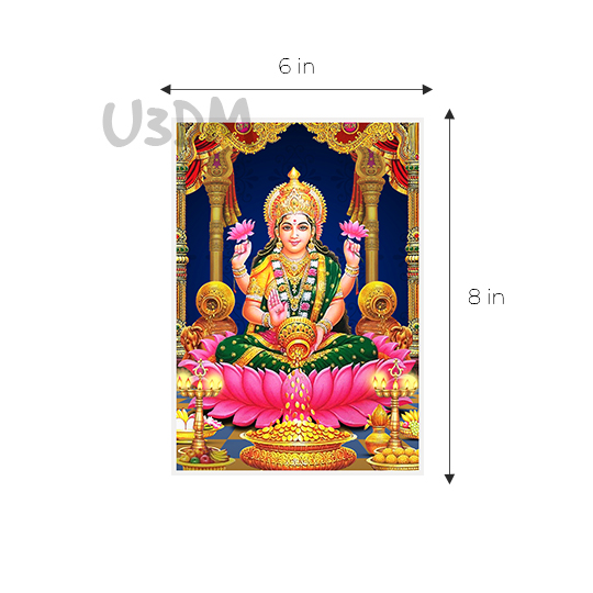 Ultra Combo Goddess Lakshmi Devi Diwali 3D Lenticular Photo Shubh Labh Swastik Sticker - Green