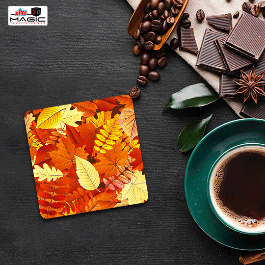 Ultra Maple Leaves 3D Lenticular Table Coffee Tea Drink Cup Coaster Mat Gift Set of 4