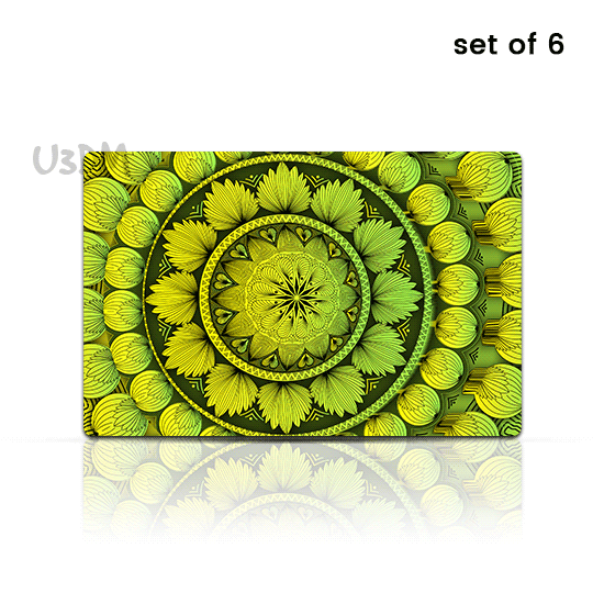 Ultra Mandala Art 3D Lenticular Heat Resistant Non Slip Dining Table Mat Gift Set of 6