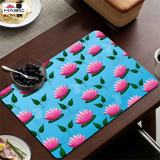 Ultra Lotus 3D Lenticular Heat Resistant Anti Slip Dining Table Placemat Gift Set of 4
