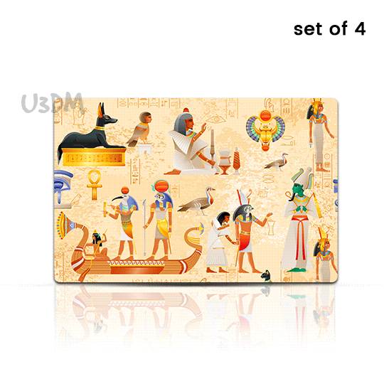 Ultra Ancient Egyptian Art 3D Lenticular Heat Resistant Anti Slip Dining Table Placemat Gift Set of 4