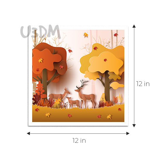 Ultra Jungle Reindeer Papercut 3D Lenticular Effect Wall Art Poster Picture