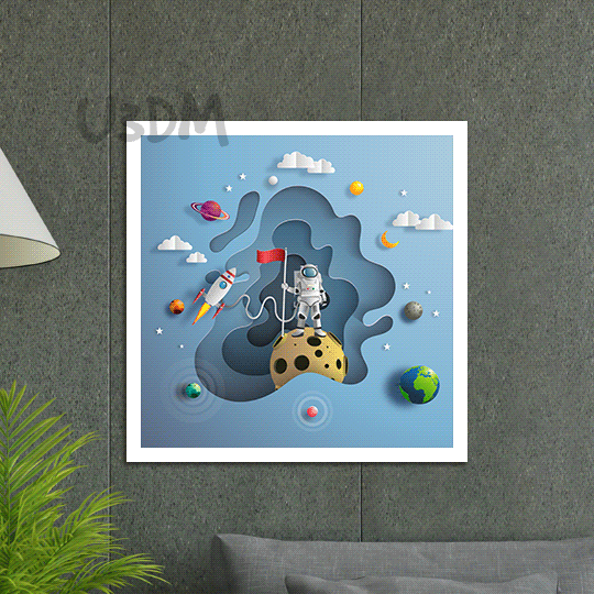 Ultra Astronaut Space Papercut 3D Lenticular Effect Wall Art Poster Picture