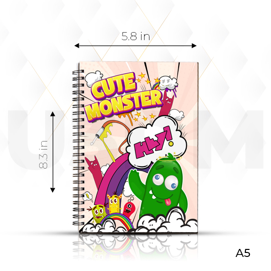 Ultra Cute Monster 3D Lenticular Spiral Notebook Diary - A5 Size 100 Pages