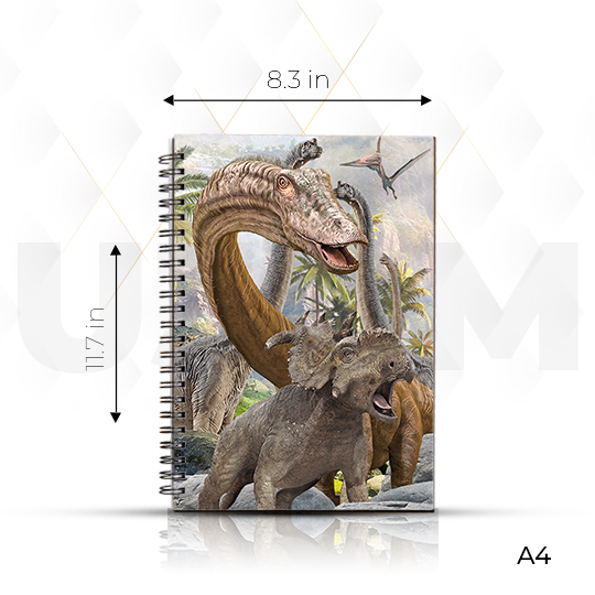 Ultra Dinosaurs Jungle 3D Lenticular Spiral Notebook Diary - A4 Size 100 Pages