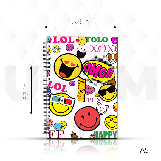 Ultra Emoticon Sayings 3D Lenticular Spiral Notebook Diary - A5 Size 100 Pages