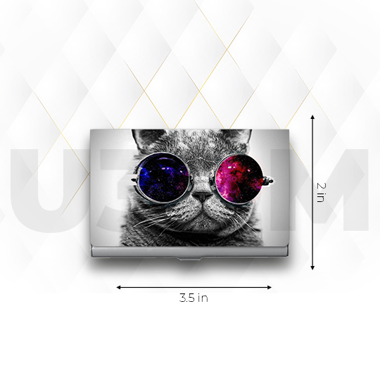 Ultra Cat Goggles 3D Lenticular Steel Business Visiting Credit Card Case Holder