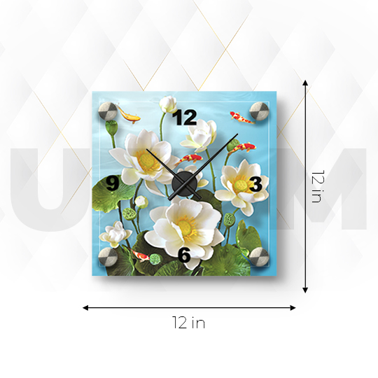 Ultra Flower Design 3D Lenticular Analog Square Wall Clock