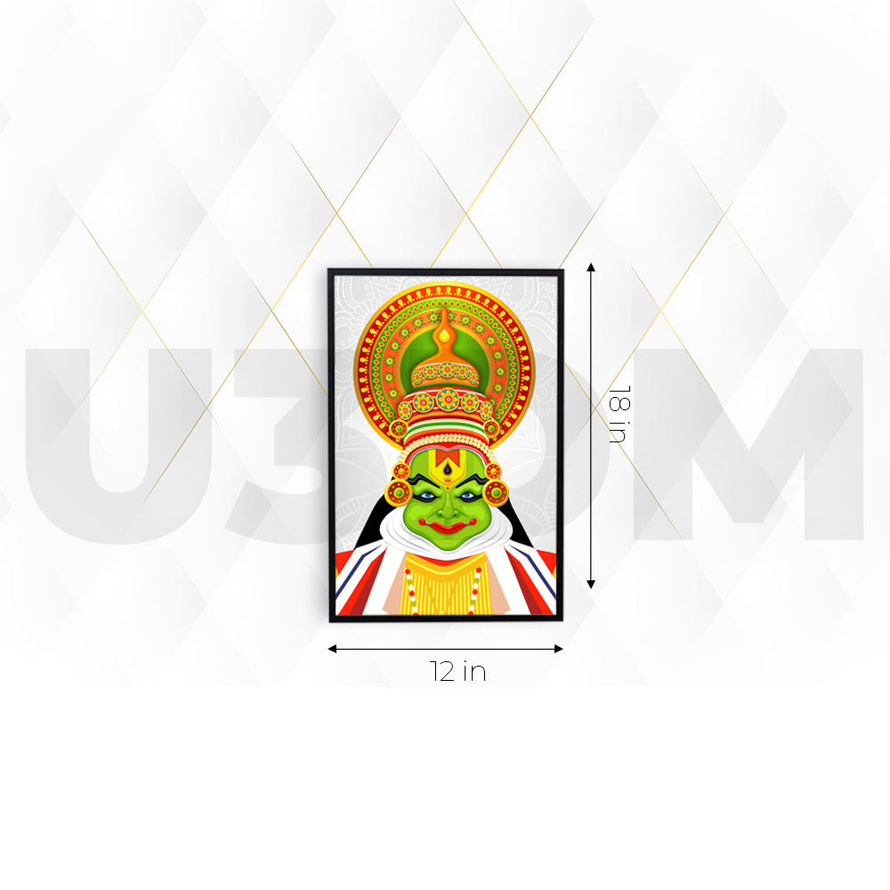 Ultra Kathakali Face Printed 3D Lenticular Effect Wall Poster Picture Photo Frame