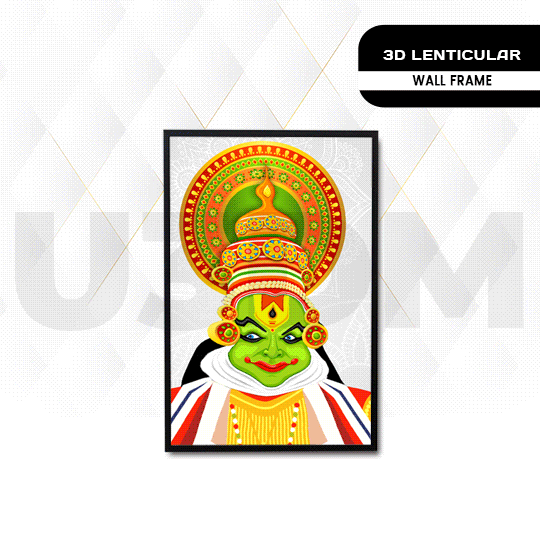Ultra Kathakali Face Printed 3D Lenticular Effect Wall Poster Picture Photo Frame
