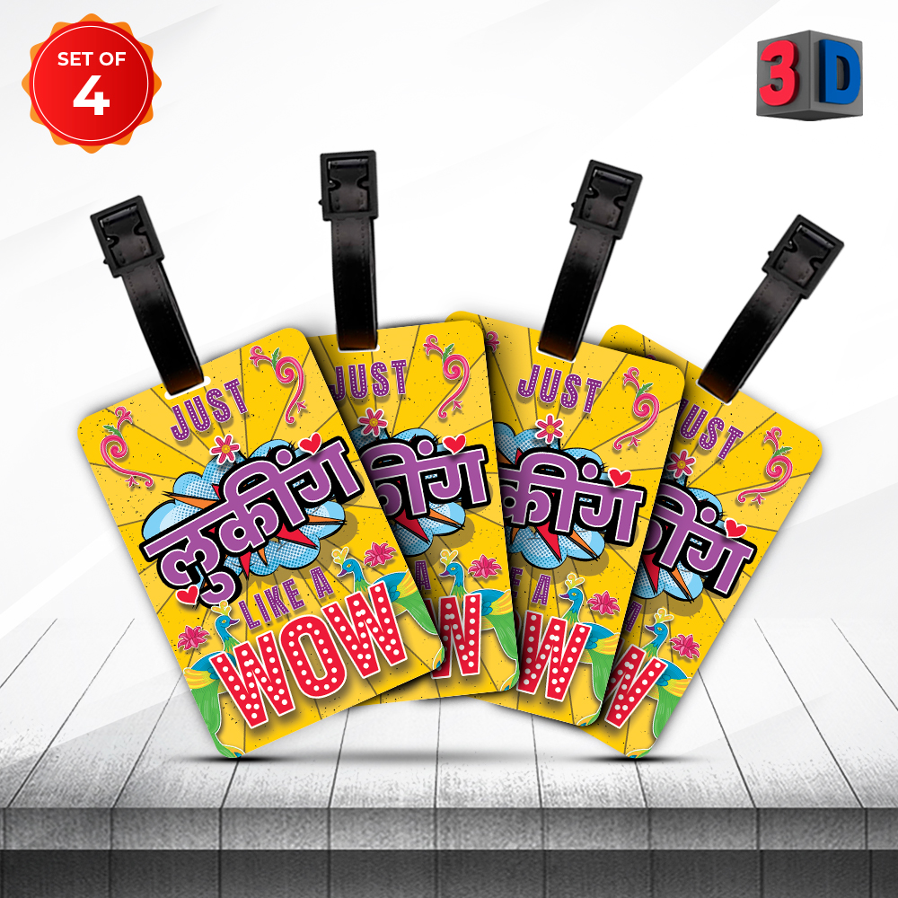 Ultra Just Looking Like a Wow 3D Lenticular School Luggage Bag Label ID Tags Set of 4