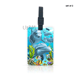 Ultra Dolphin Travel 3D Lenticular Label Luggage ID Tags - Set of 2