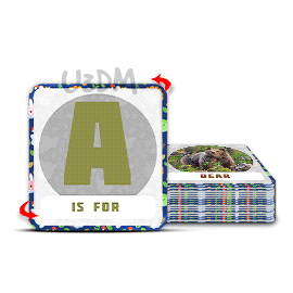 Ultra 3D Lenticular Kids Preschool Educational A-Z Alphabet Animals Flash Card