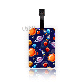 Ultra Planet Spaceship Travel 3D Lenticular Suitcase Label Luggage Bag ID Tags Set of 2