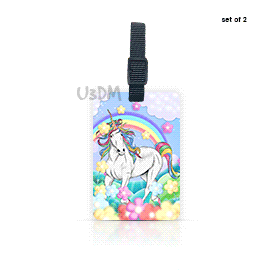 Ultra Rainbow Unicorn Travel 3D Lenticular Suitcase Label School Luggage Bag ID Tags - Set of 2
