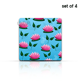 Ultra Lotus 3D Lenticular Table Coffee Tea Drink Cup Coaster Mat Gift Set of 4 with Stand