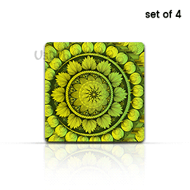Ultra Mandala Art 3D Lenticular Table Coffee Tea Drink Cup Coaster Mat Gift Set of 4 with Stand
