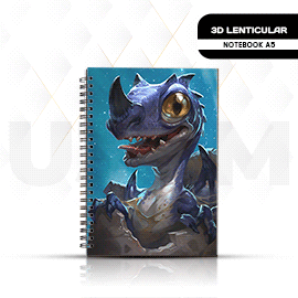 Ultra Blue Baby Dinosaur 3D Lenticular Spiral Notebook Diary - A5 Size 100 Pages