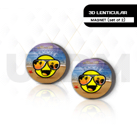 Ultra Smiley World Emoticon - Summer 3D Lenticular Kids Fridge Magnets - Set of 2