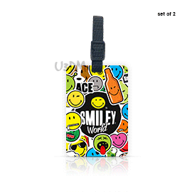Ultra Smiley World Emoticon - Summer Travel 3D Lenticular Luggage ID Tags - Set of 2